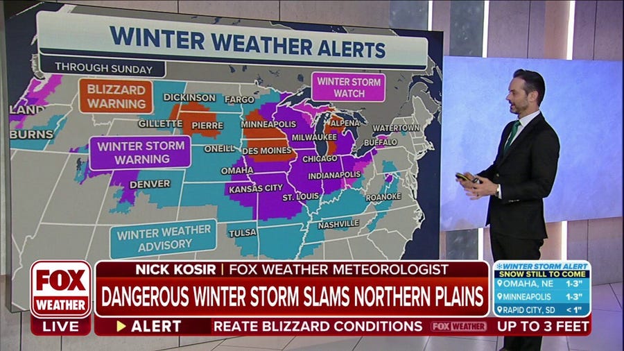 Blizzard Warnings stretch from Dakotas to Great Lakes