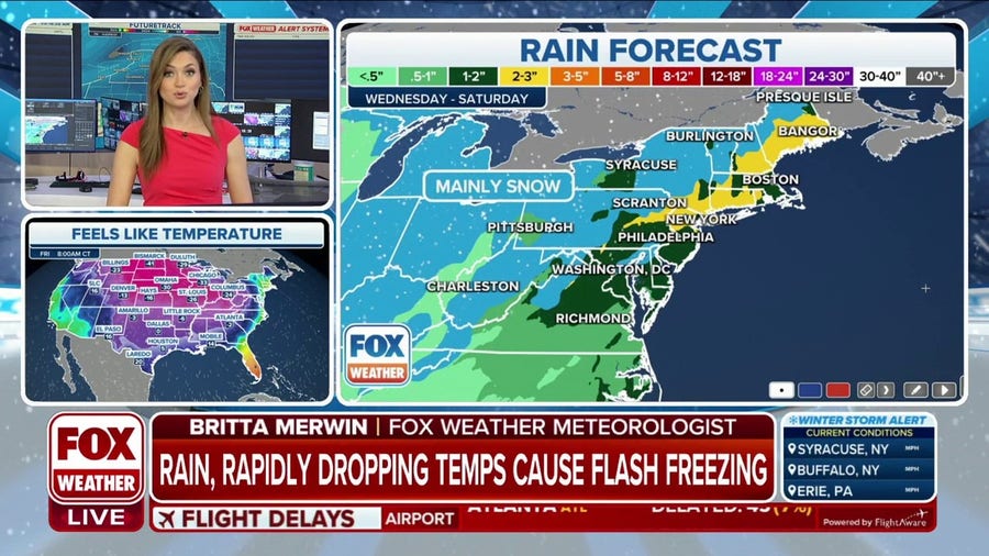 Rain, rapidly dropping temperatures may cause flash freezing in Northeast
