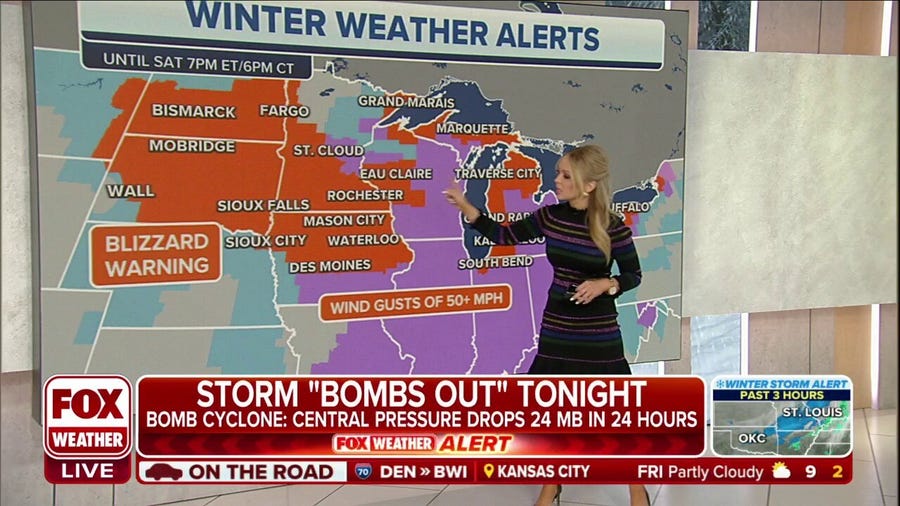 Blizzard expected to turn into bomb cyclone Thursday night heading into Friday