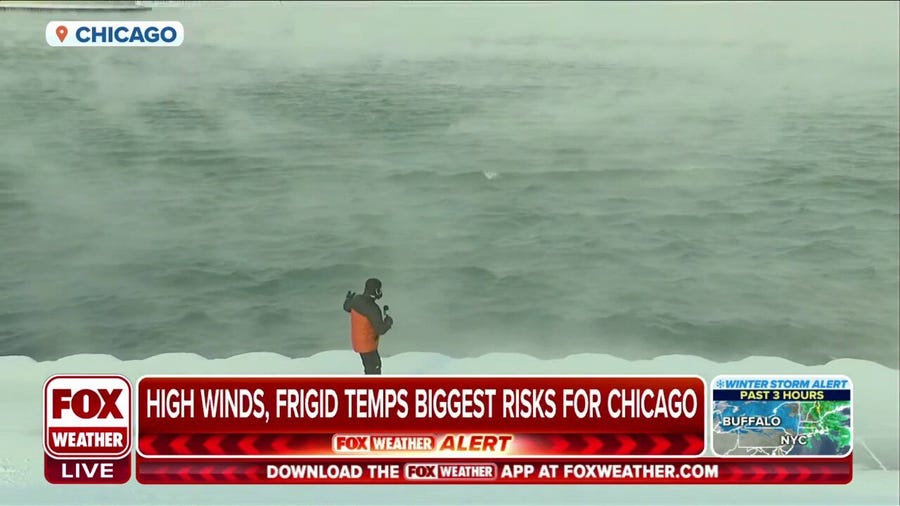 Lake Michigan begins to freeze during dangerous cold in Chicago