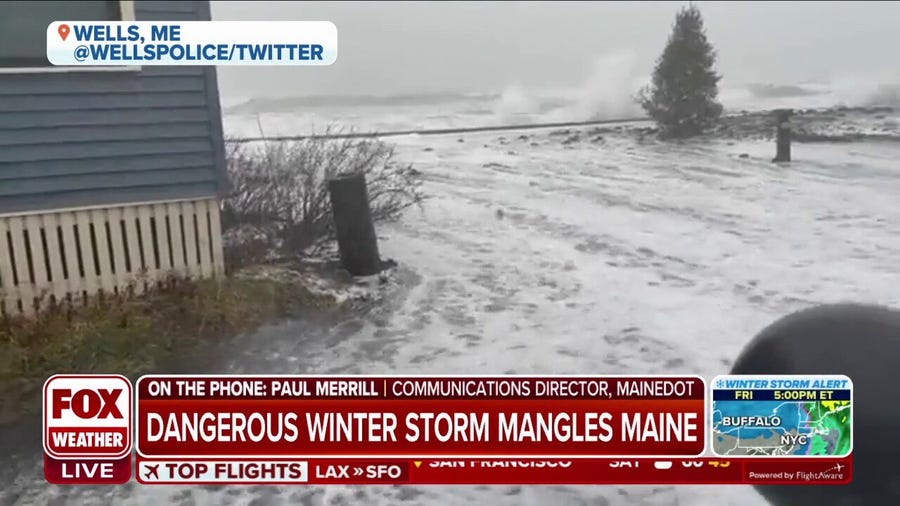 Waves batter coastal Maine, 'whole lot of wind' with storm