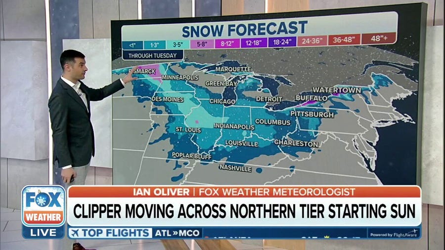 Alberta Clipper system to bring snow showers across Northern Tier, Midwest and Northeast