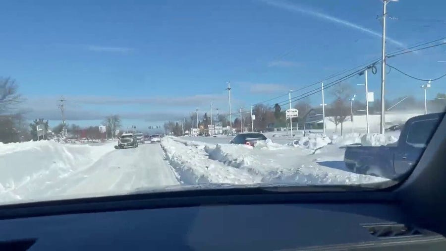 Stranded vehicles in Buffalo, NY from blizzard