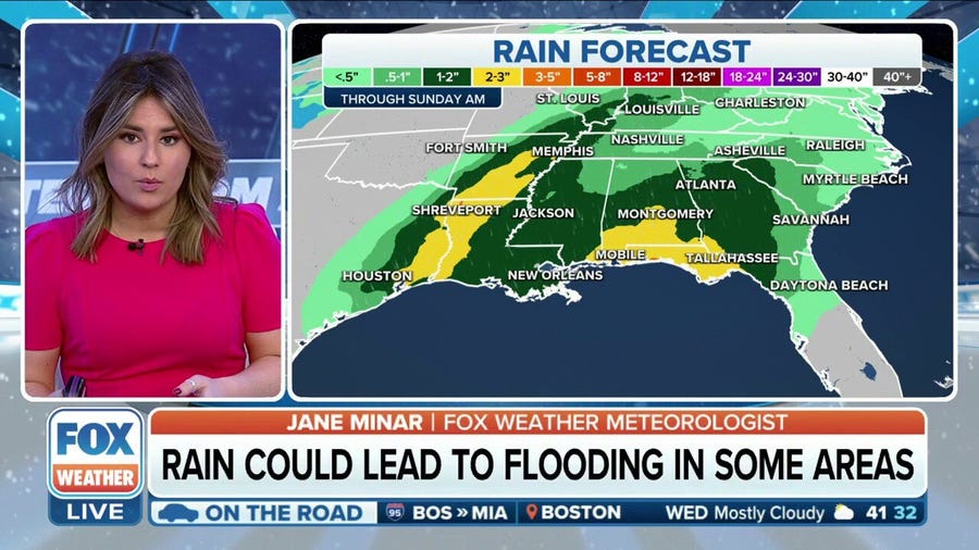 Rain pushes into Southeast beginning on Thursday