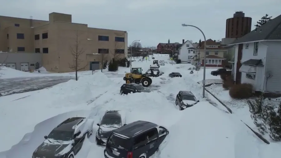 Drone footage shows extent of snow in Buffalo after blizzard