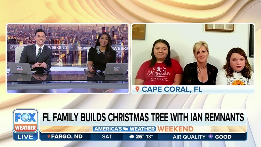 Florida family builds Christmas tree with Ian remnants