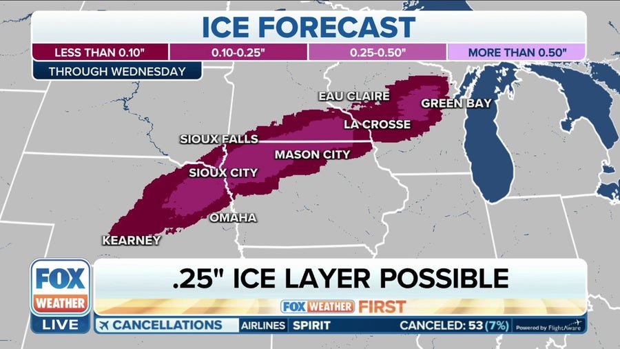 Ice storm moving into the Upper Midwest