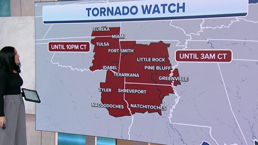 Tornado Watch issued for parts of AR, LA, MS until early Tuesday