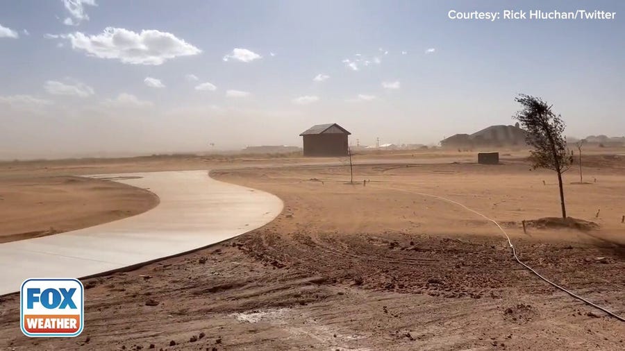Strong winds blow dust around in West Texas