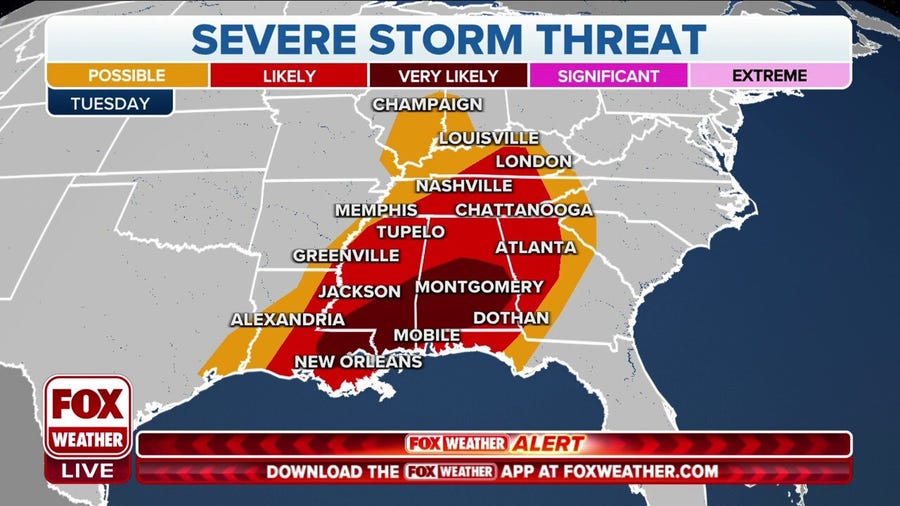 Multiday severe weather outbreak continues Tuesday in South