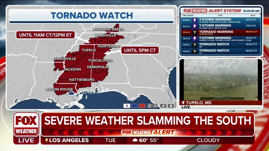 Tornado Watch extended into parts of AL, LA, MS and TN
