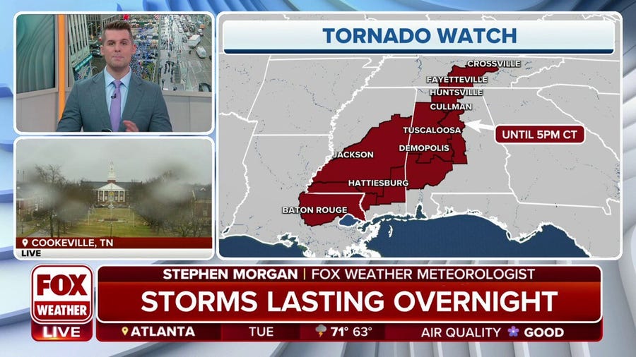 Tornado Watches remain as multiday severe weather outbreak continues in South