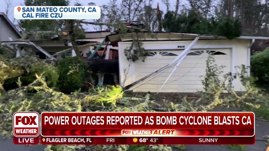 California PG&E crews working to restore power amid bomb cyclone