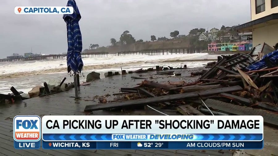 Fierce winds and waves damage CA beach towns during bomb cyclone