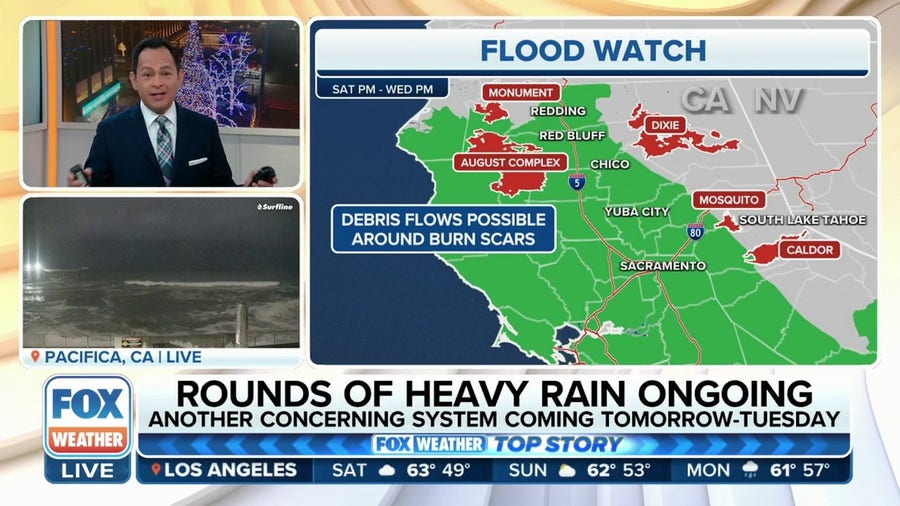 Rounds of heavy rain ongoing in California as another concerning system to arrive