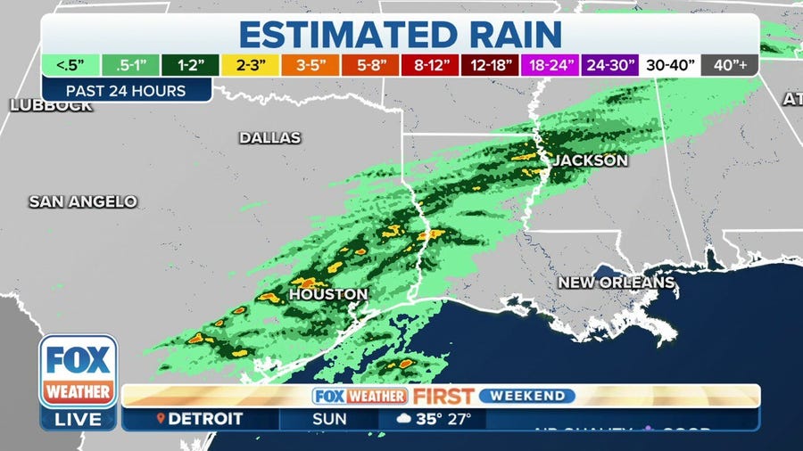 Rain, thunderstorms soaking parts of the South