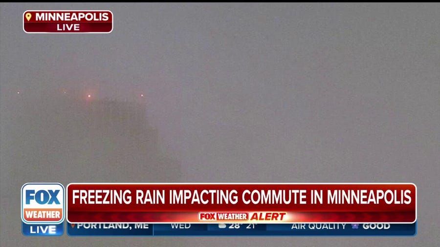 Freezing rain creating slick morning commute in Minneapolis