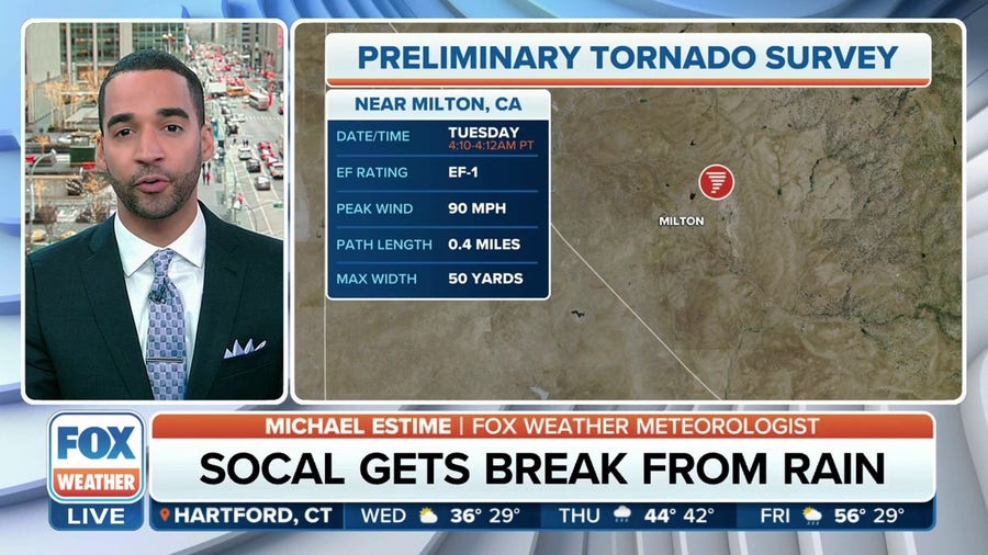 EF-1 tornado touched down near Milton, CA on Tuesday