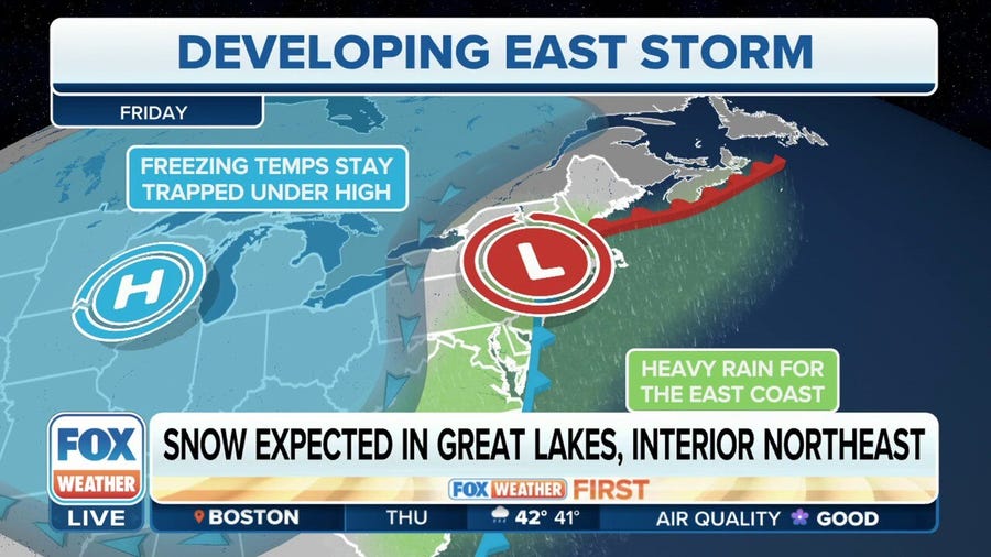 Storm to bring mostly rain, some snow to parts of the East Coast