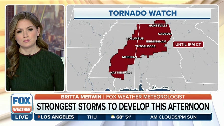 Tornado Watch issued for parts of Alabama, Mississippi and Tennessee