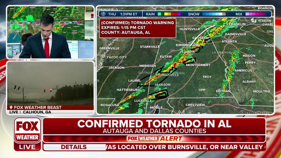'Particularly Dangerous Situation' as confirmed tornado moves through northern Alabama
