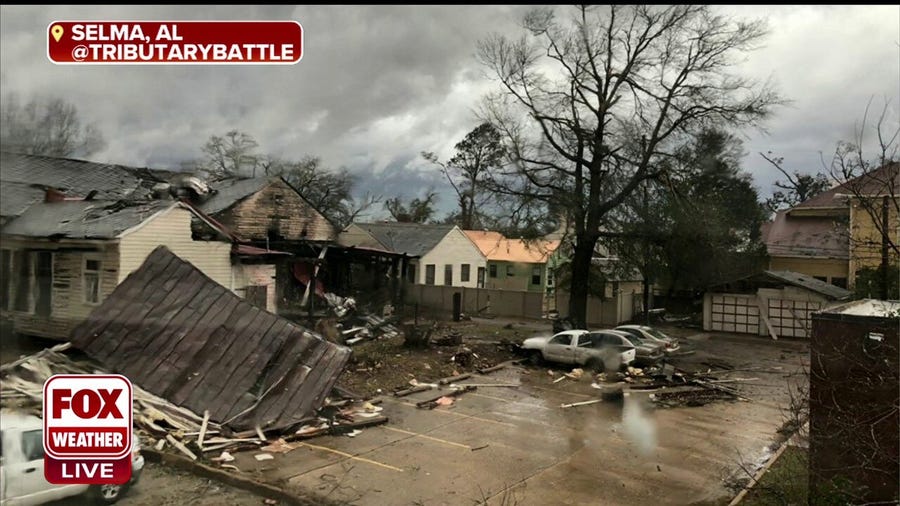 Downtown Selma, Alabama ripped apart by dangerous tornado