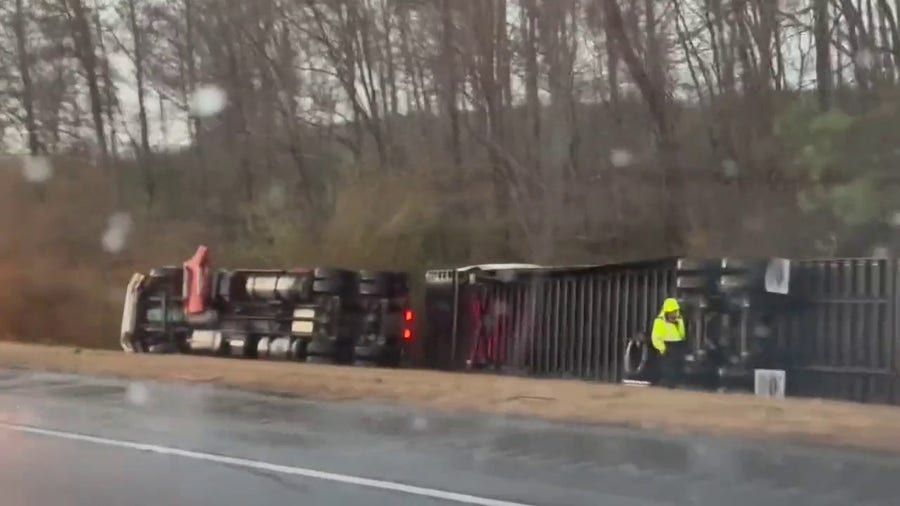 Semi-truck, trees knocked over by possible tornado in Georgia