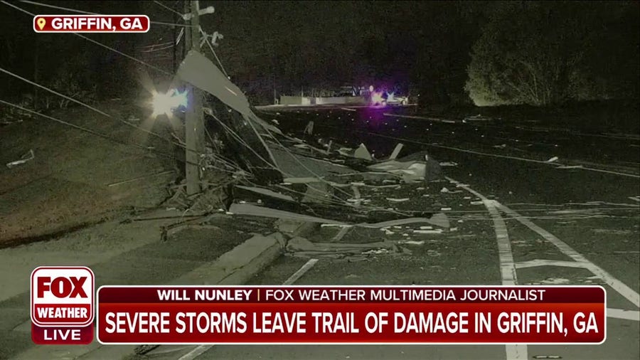 Trail of damage in Griffin, Georgia after severe storms