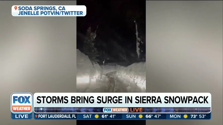 Snow walls in California make for difficult drive