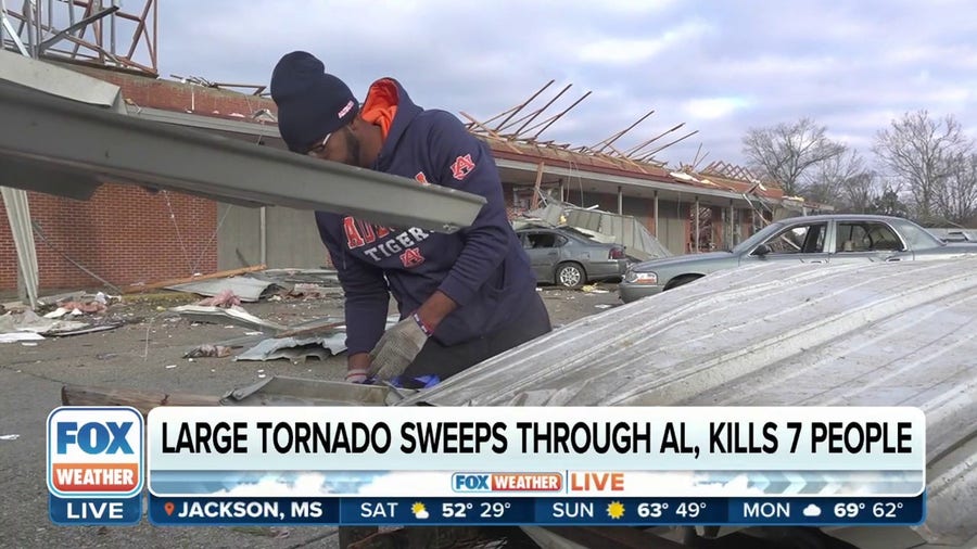 Crews working to clean up after tornado destroys Alabama town