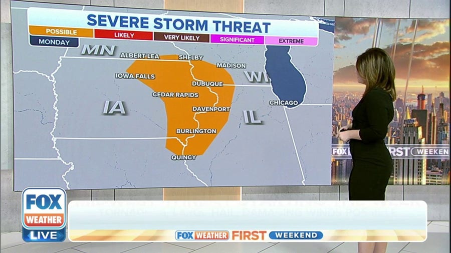 Severe thunderstorms possible in the Midwest on Monday