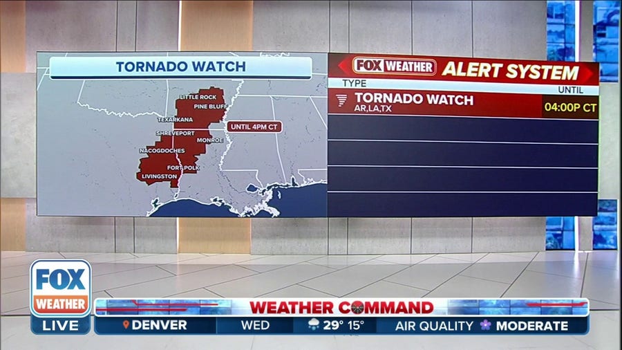 Tornado Watch issued for parts of Arkansas, Louisiana and Texas