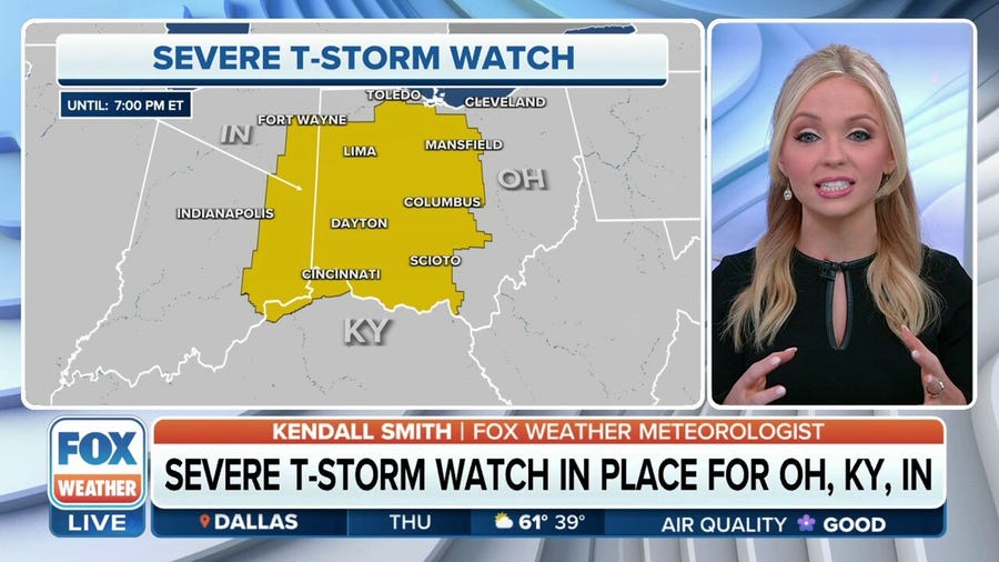 Severe Thunderstorm Watch issued for parts of Indiana, Kentucky and Ohio
