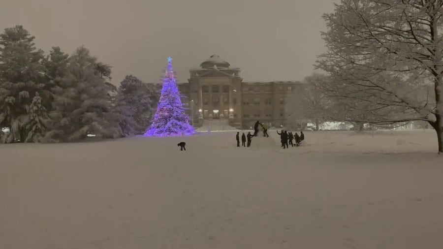 Storm covers Iowa State University campus with snow