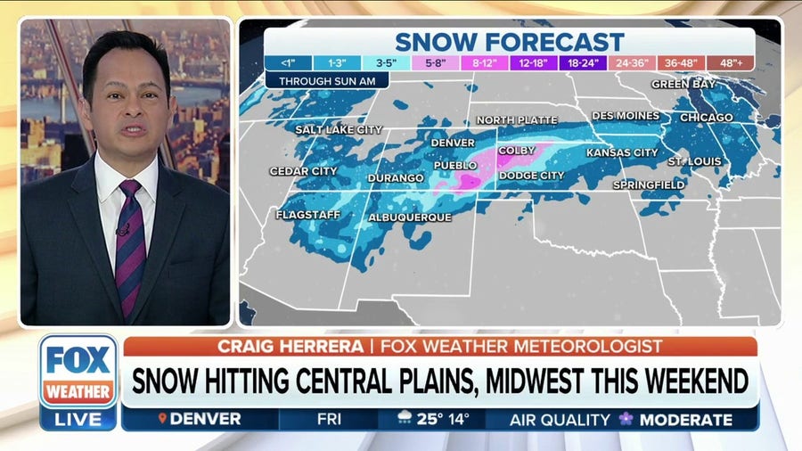 Snow will continue to fall across parts of Plains, Midwest through the weekend