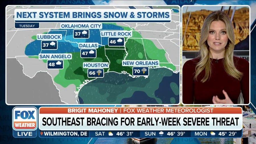 Major storm system expected to bring snow and storms from the South into the Northeast