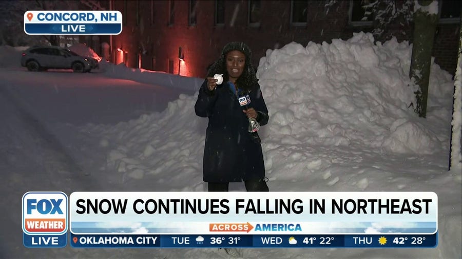 Snow builds in New Hampshire during winter storm
