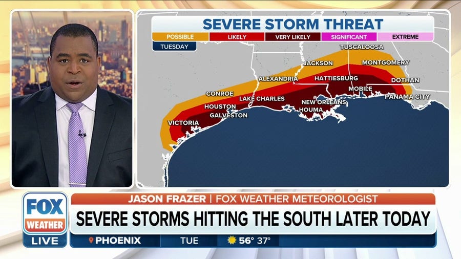 Strong winds, tornadoes, hail all possible as severe storms roll through South