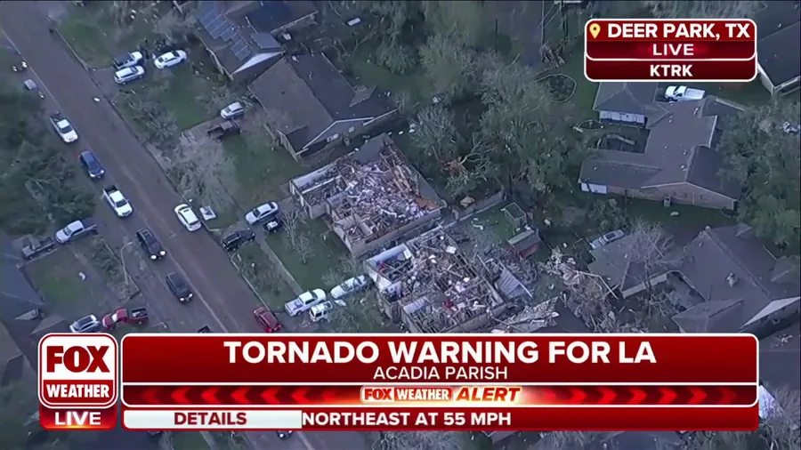 Aerial tour of tornado damaged Houston suburb