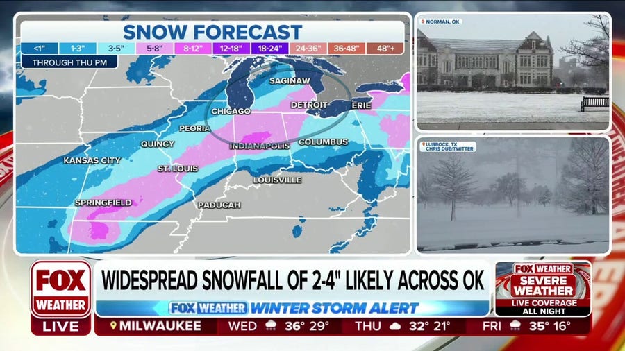 Snow heads to the Midwest