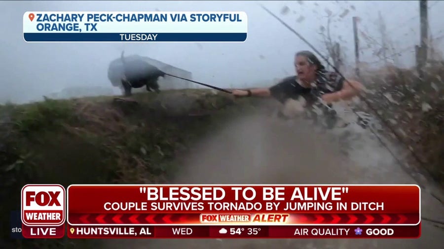 'Blessed to be alive': Texas couple forced to dive into ditch as tornado touches down nearby