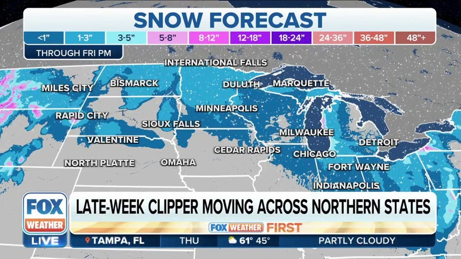 Alberta Clipper system to dump snow across Northern Plains, Upper Midwest