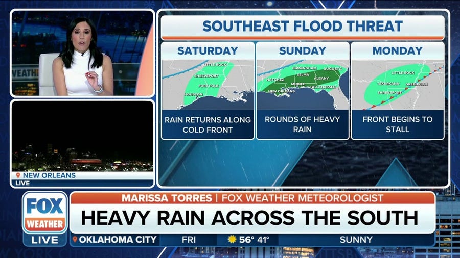 Rounds of heavy rain will soak South