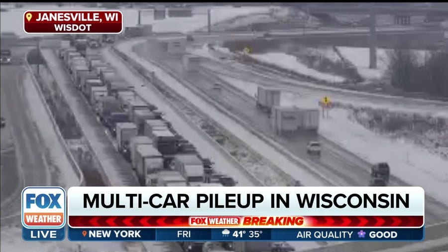Band of heavy snow leads to at least 30 car pileup in Wisconsin, several injured