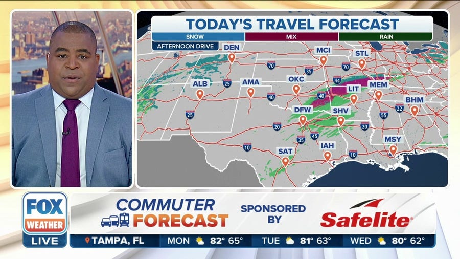 FOX Weather commuter forecast: Ice could make for difficult travel across Southern Plains