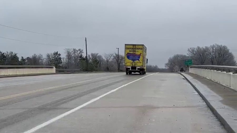 Watch: Truck slides across Memphis bridge during ice storm