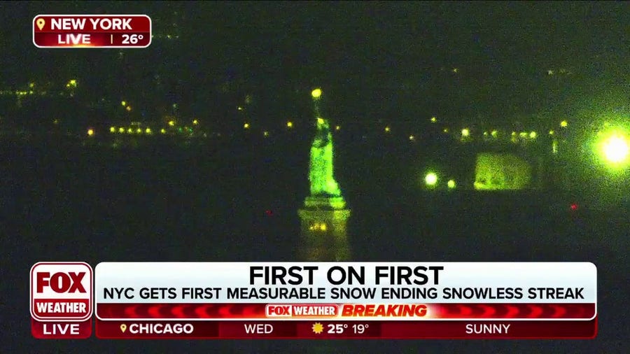 NYC records latest first measurable snowfall, ending snowless streak this winter