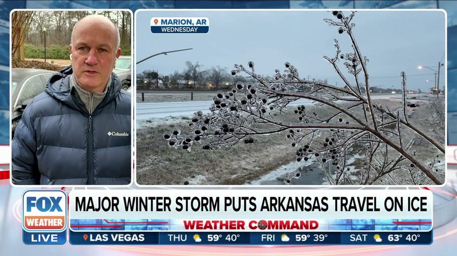 Patches of ice remain on major interstates in Arkansas as ice storm comes to an end
