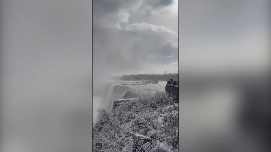 Spectacular icicles form under Niagara Falls in arctic blast