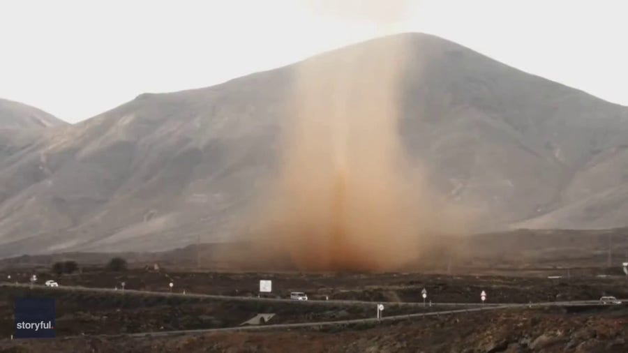 Watch: Dust devil tower over Canary Islands